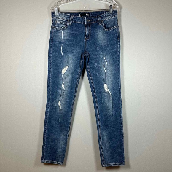 Kut from the Kloth Denim - KUT From The Kloth Catherine Boyfriend Jeans Distressed Blue Wash Size 8
